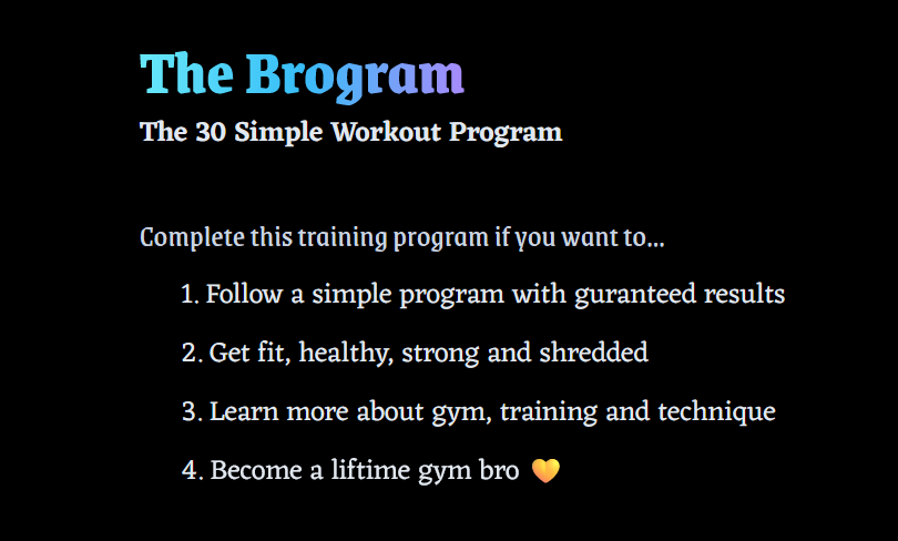 Brogram - Workout Application